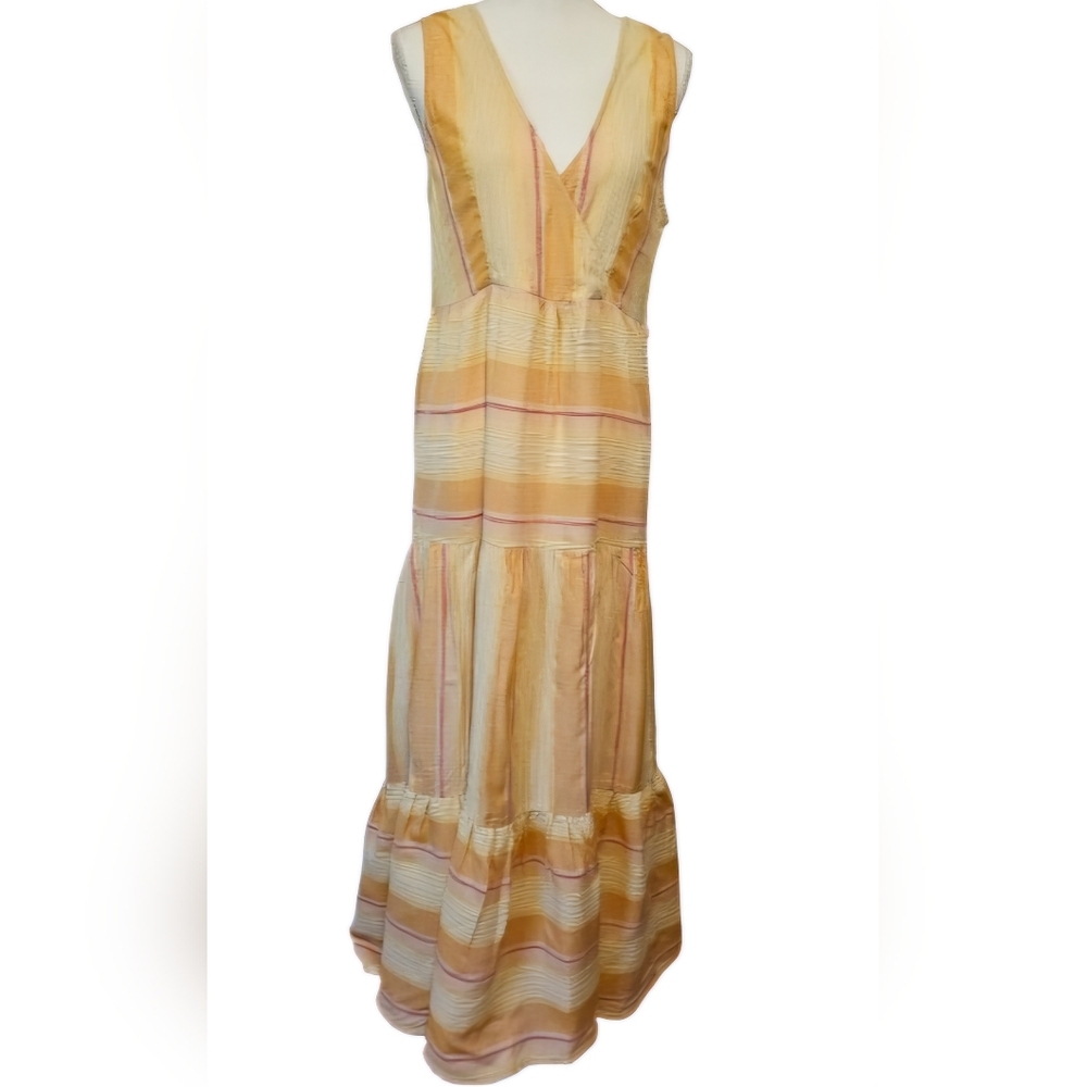 Lspace Clara Yellow Color Block Stripe Tiered Dre… - image 1